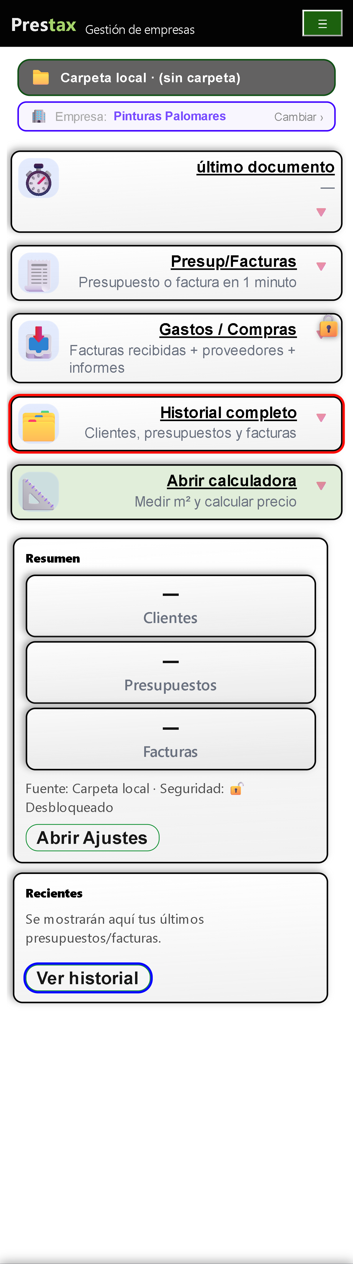 Prestax en escritorio